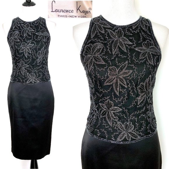 Laurence Kazar Tops - Laurence Kazar Black Beaded Sleevless Top Formal Sz  PM
